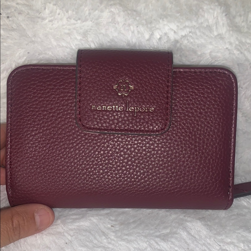 NWOT Nanette Lepore Deep Red Textured Wallet - Picture 6 of 8